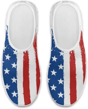 American Flag Women's Leisure Shoes Low Top Loafer Flat Soft Wide Toe Walking Outdoor Sneakers