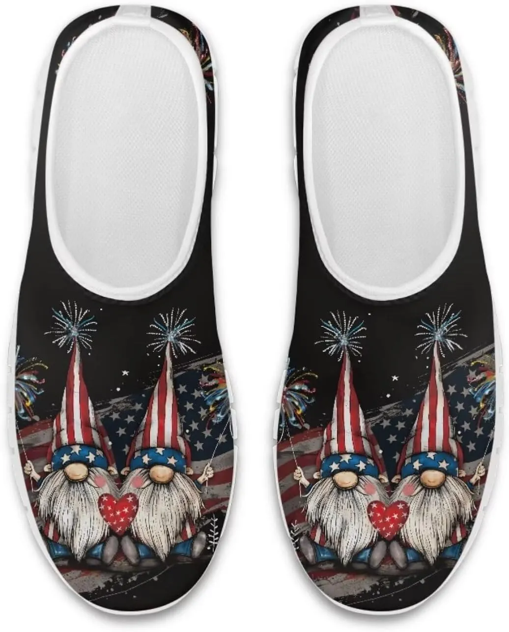 American Flag Women's Leisure Shoes Low Top Loafer Flat Soft Wide Toe Walking Outdoor Sneakers