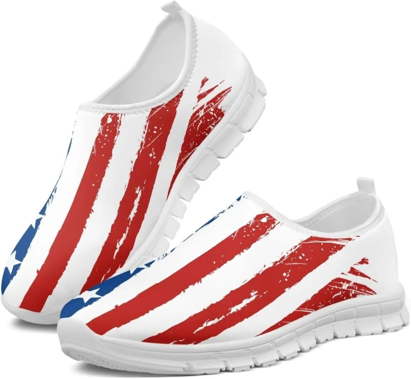 American Flag Women's Leisure Shoes Low Top Loafer Flat Soft Wide Toe Walking Outdoor Sneakers