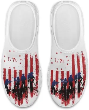 American Flag Women's Leisure Shoes Low Top Loafer Flat Soft Wide Toe Walking Outdoor Sneakers