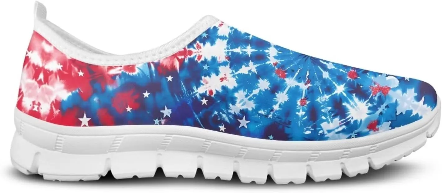 American Flag Women's Leisure Shoes Low Top Loafer Flat Soft Wide Toe Walking Outdoor Sneakers