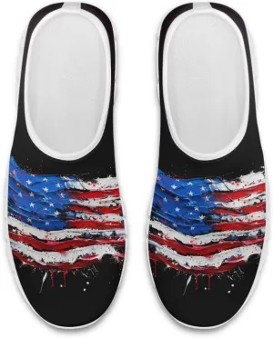 American Flag Women's Leisure Shoes Low Top Loafer Flat Soft Wide Toe Walking Outdoor Sneakers