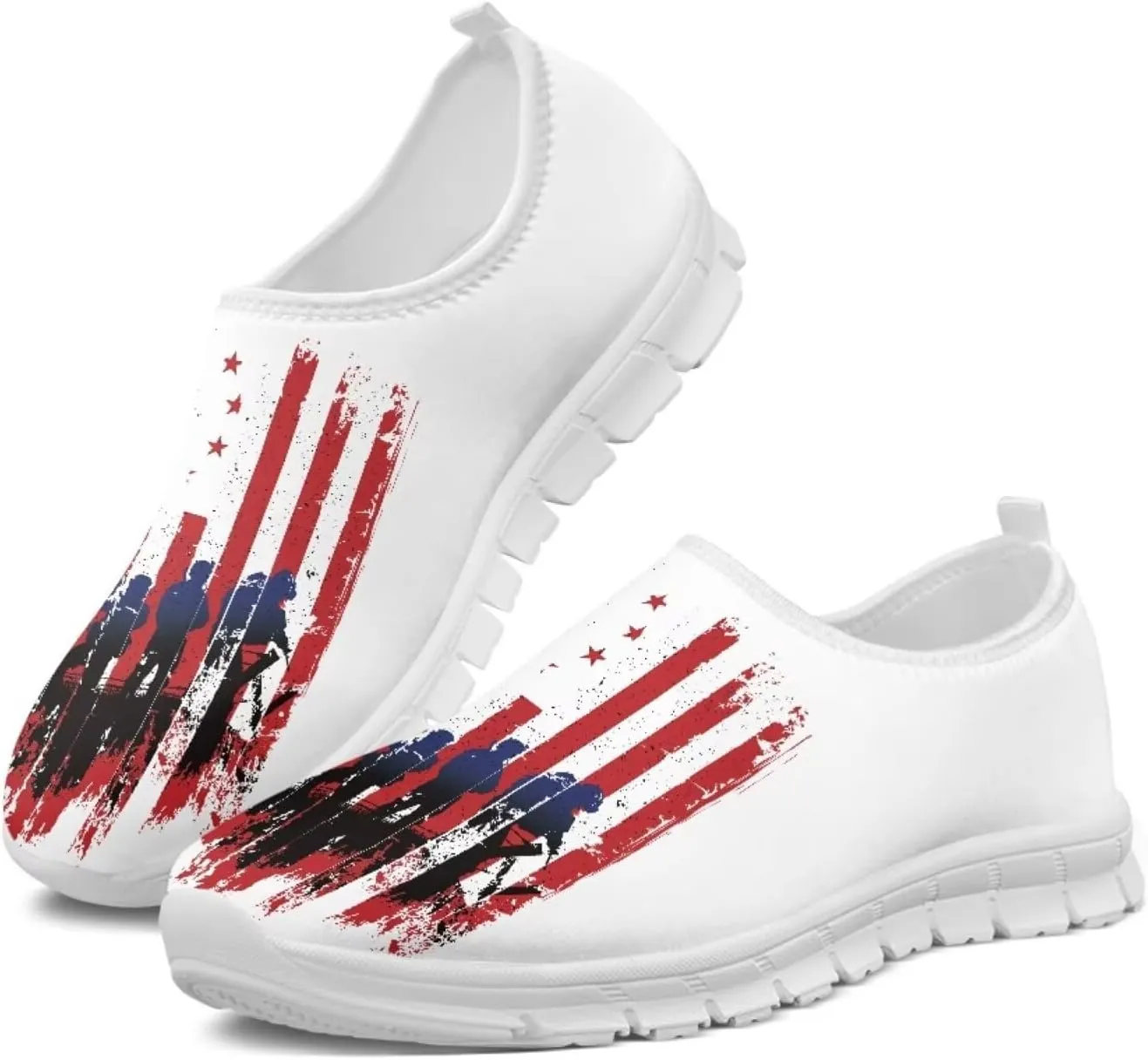 American Flag Women's Leisure Shoes Low Top Loafer Flat Soft Wide Toe Walking Outdoor Sneakers