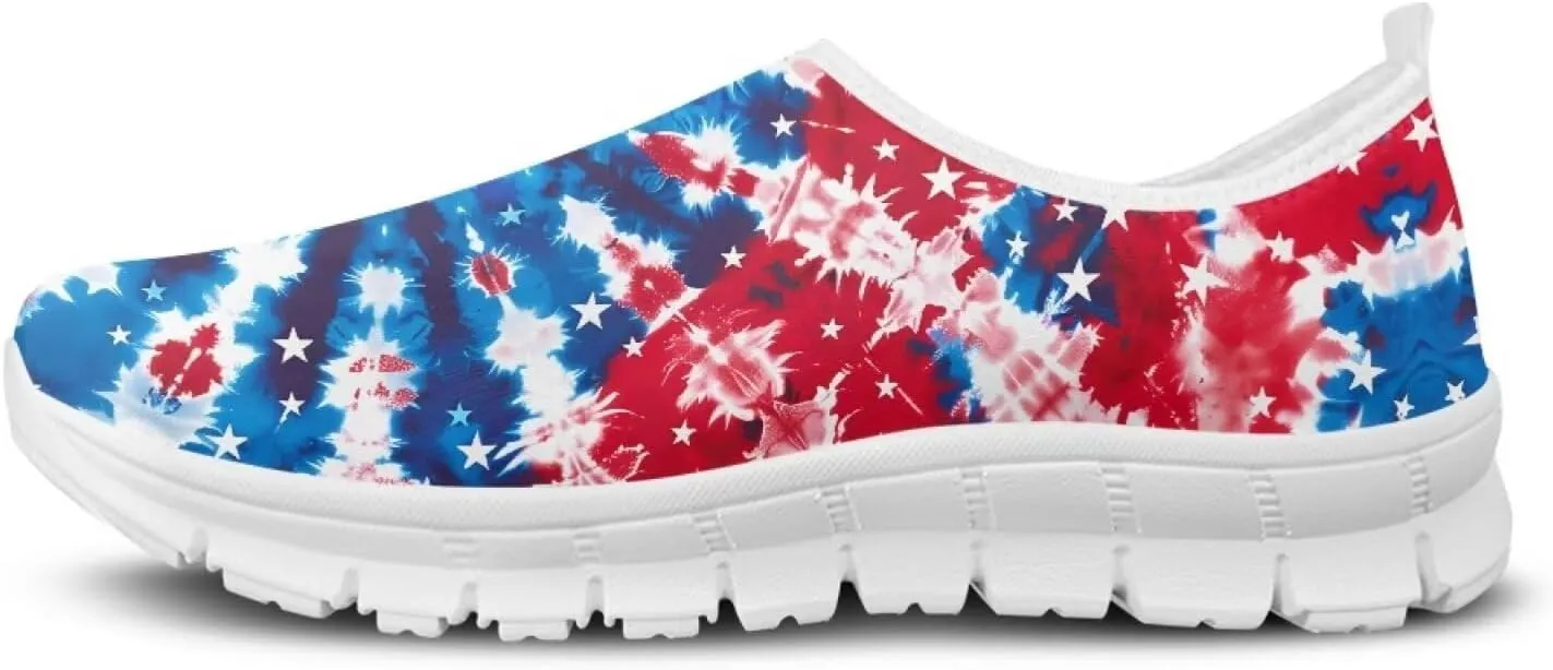 American Flag Women's Leisure Shoes Low Top Loafer Flat Soft Wide Toe Walking Outdoor Sneakers