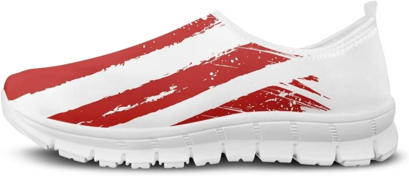American Flag Women's Leisure Shoes Low Top Loafer Flat Soft Wide Toe Walking Outdoor Sneakers