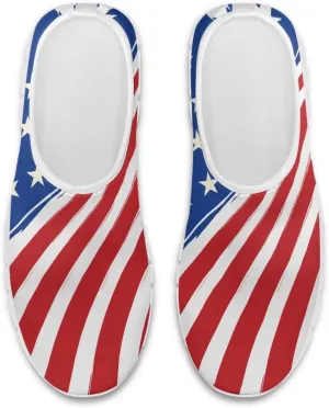 American Flag Women's Leisure Shoes Low Top Loafer Flat Soft Wide Toe Walking Outdoor Sneakers