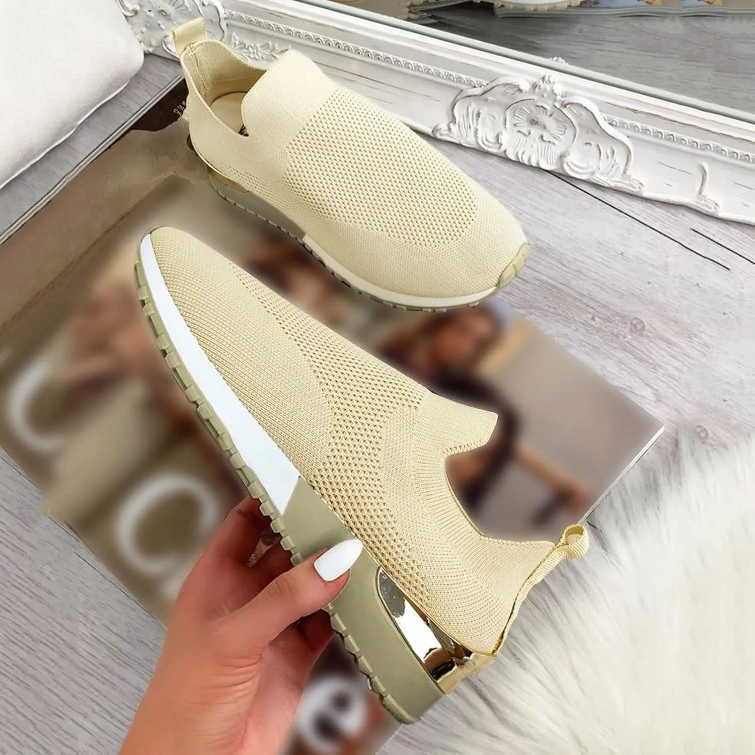 Arch Support Dress Shoes for Women Plantar Fasciitis Slip On Walking Shoes for Women Wide Women Slip On Shoes Casual Mule Chunky Platform High Sneakers for Women Zapatos De Ejercicios para Mujer Gym