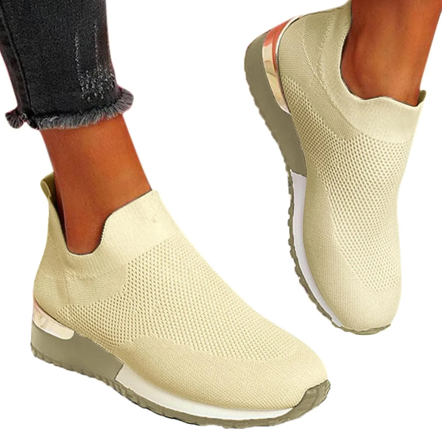 Arch Support Dress Shoes for Women Plantar Fasciitis Slip On Walking Shoes for Women Wide Women Slip On Shoes Casual Mule Chunky Platform High Sneakers for Women Zapatos De Ejercicios para Mujer Gym