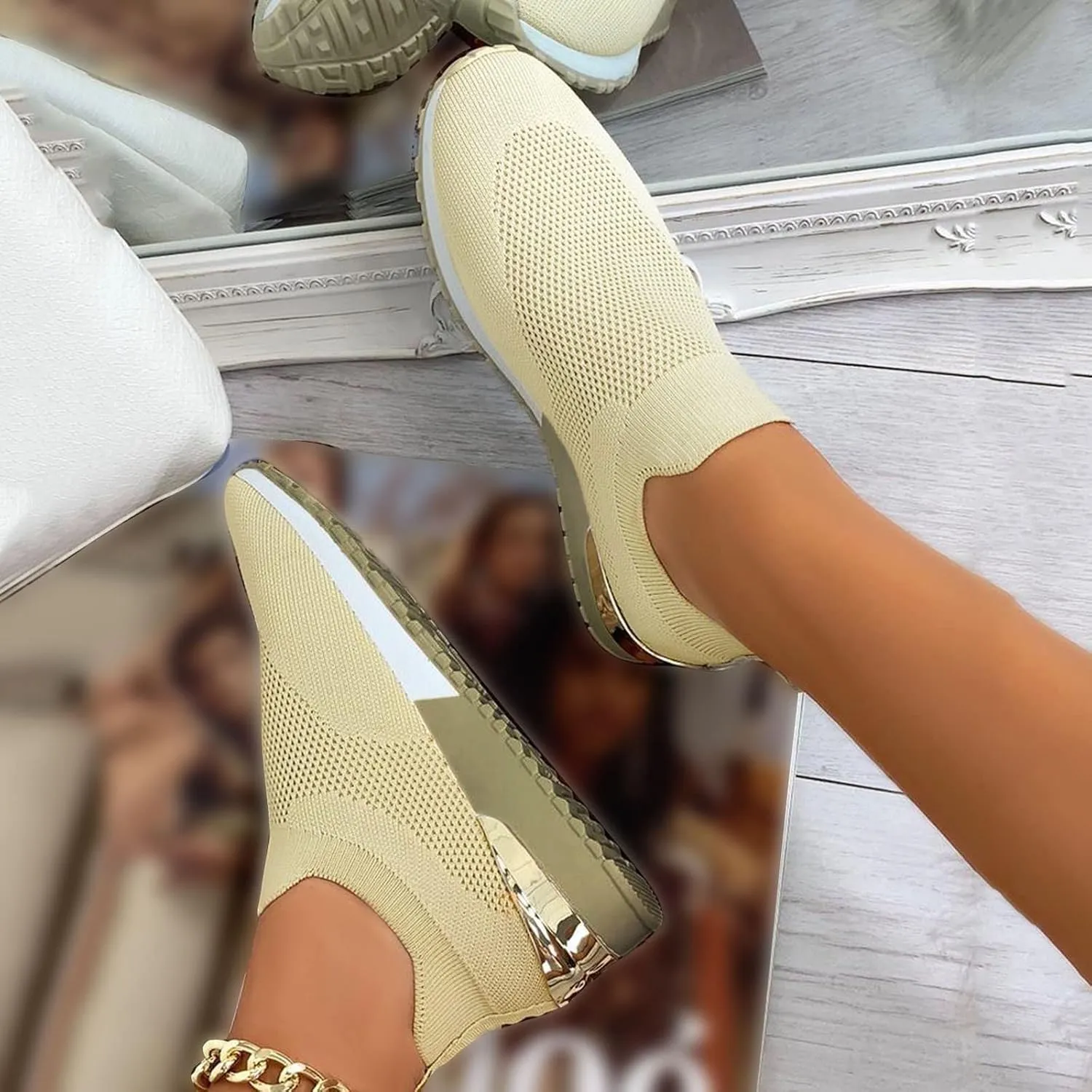 Arch Support Dress Shoes for Women Plantar Fasciitis Slip On Walking Shoes for Women Wide Women Slip On Shoes Casual Mule Chunky Platform High Sneakers for Women Zapatos De Ejercicios para Mujer Gym