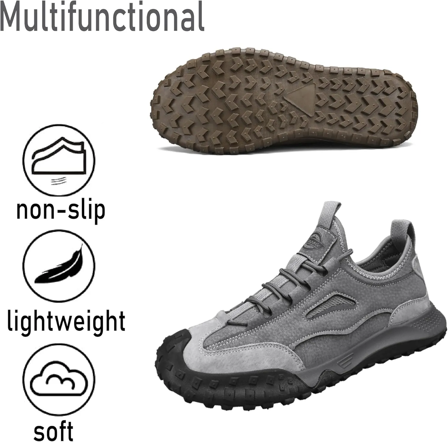 Asifn Mens Non-Slip Hiking Lightweight Outdoor Sneakers Casual Comfortable Work Breathable Climbing Shoes