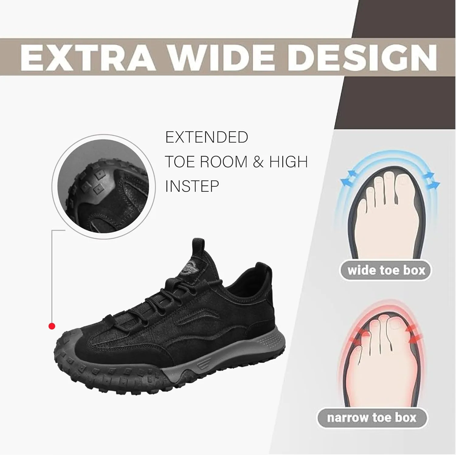 Asifn Mens Non-Slip Hiking Lightweight Outdoor Sneakers Casual Comfortable Work Breathable Climbing Shoes