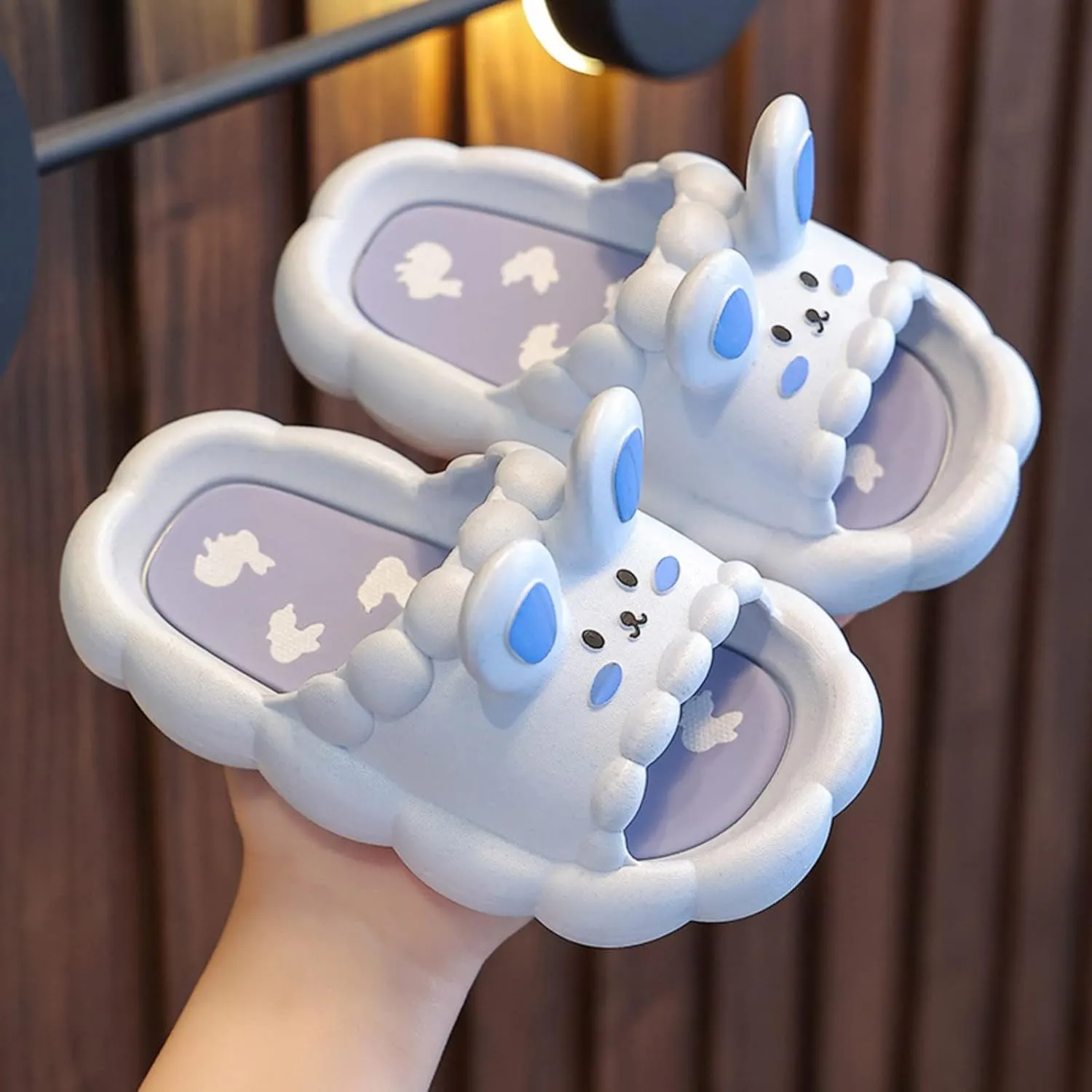 Big Girl's Cute Cartoon Bunny Slippers Soft Lightweight Kids Flip Flops Comfy Shower Beach Shoes Boys Flip Flops