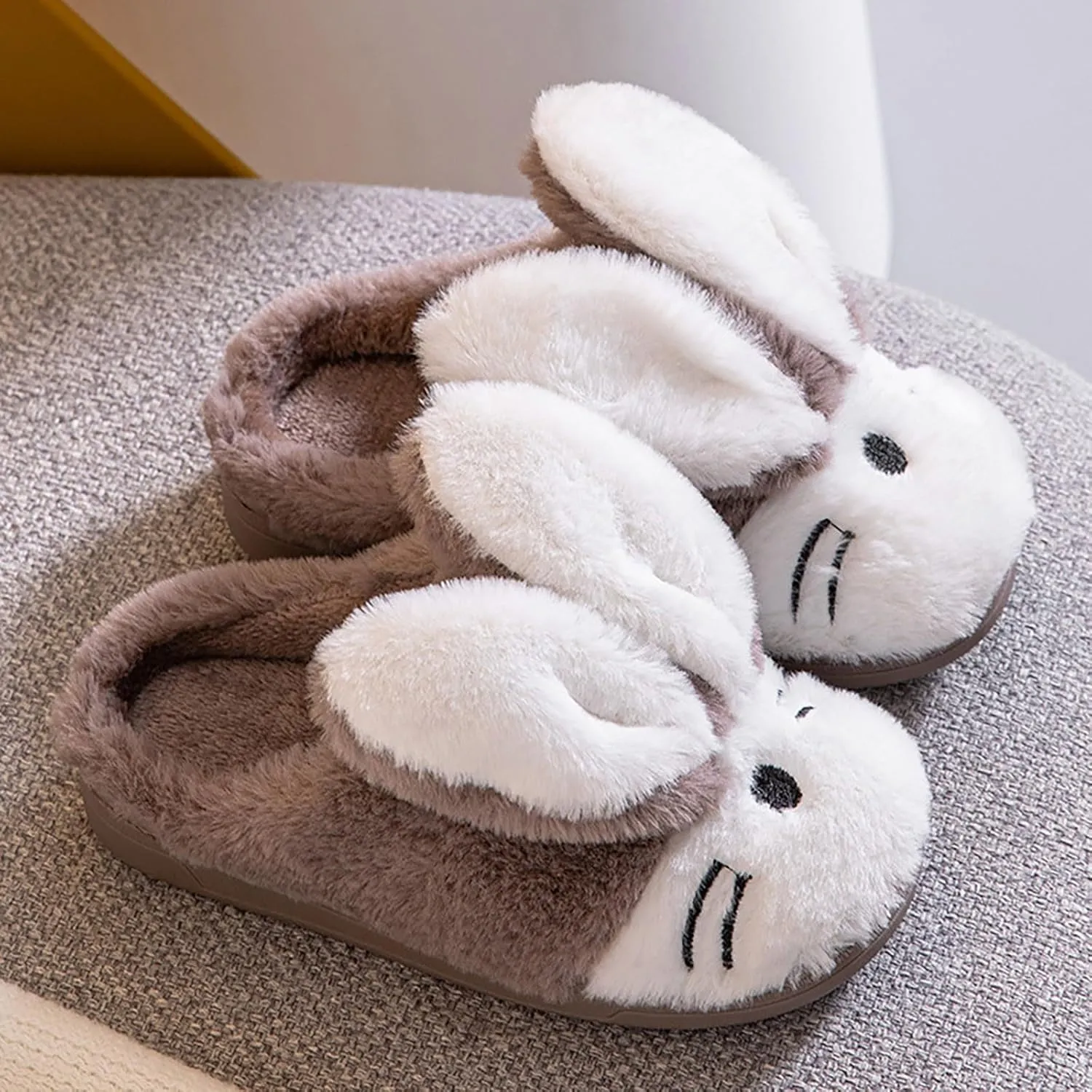 Bunny Slippers for Kids Fuzzy Indoor Outdoor Bedroom House Flat Shoes Baby Girls Boys Winter Plush Furry House Shoes
