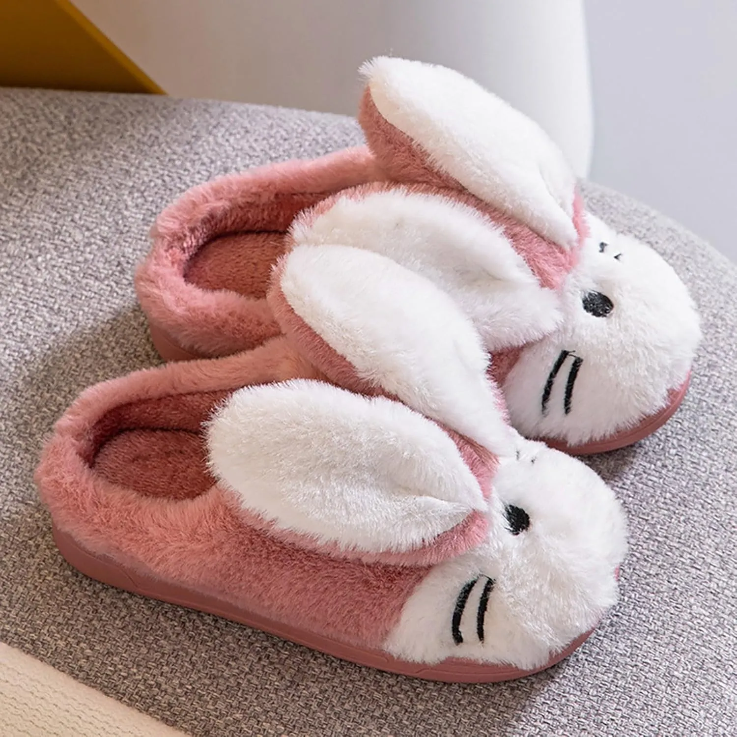 Bunny Slippers for Kids Fuzzy Indoor Outdoor Bedroom House Flat Shoes Baby Girls Boys Winter Plush Furry House Shoes