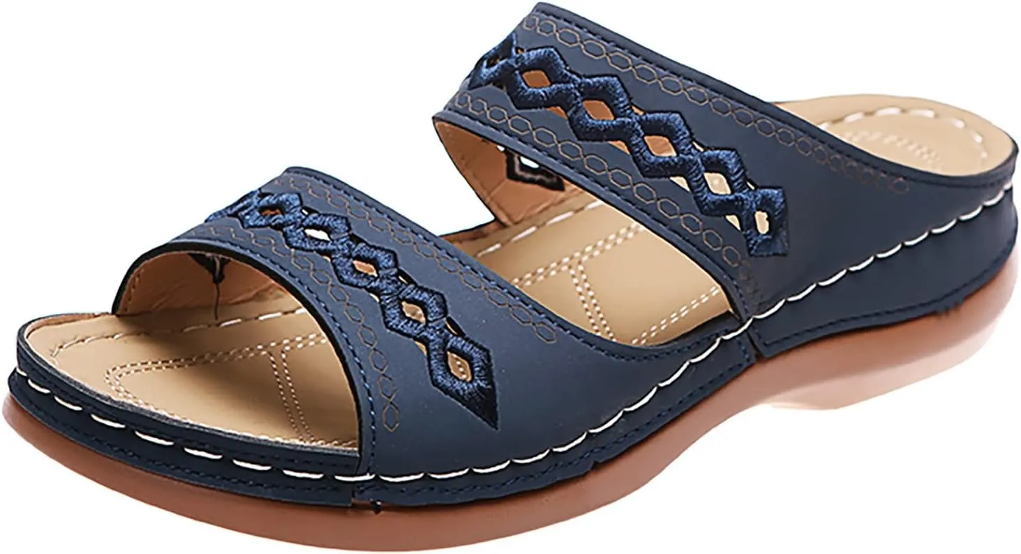 Cathalem Summer Sandals for Women 2024 Wedge Peep Toe Dotmalls Shoes Orthopedic Sandals