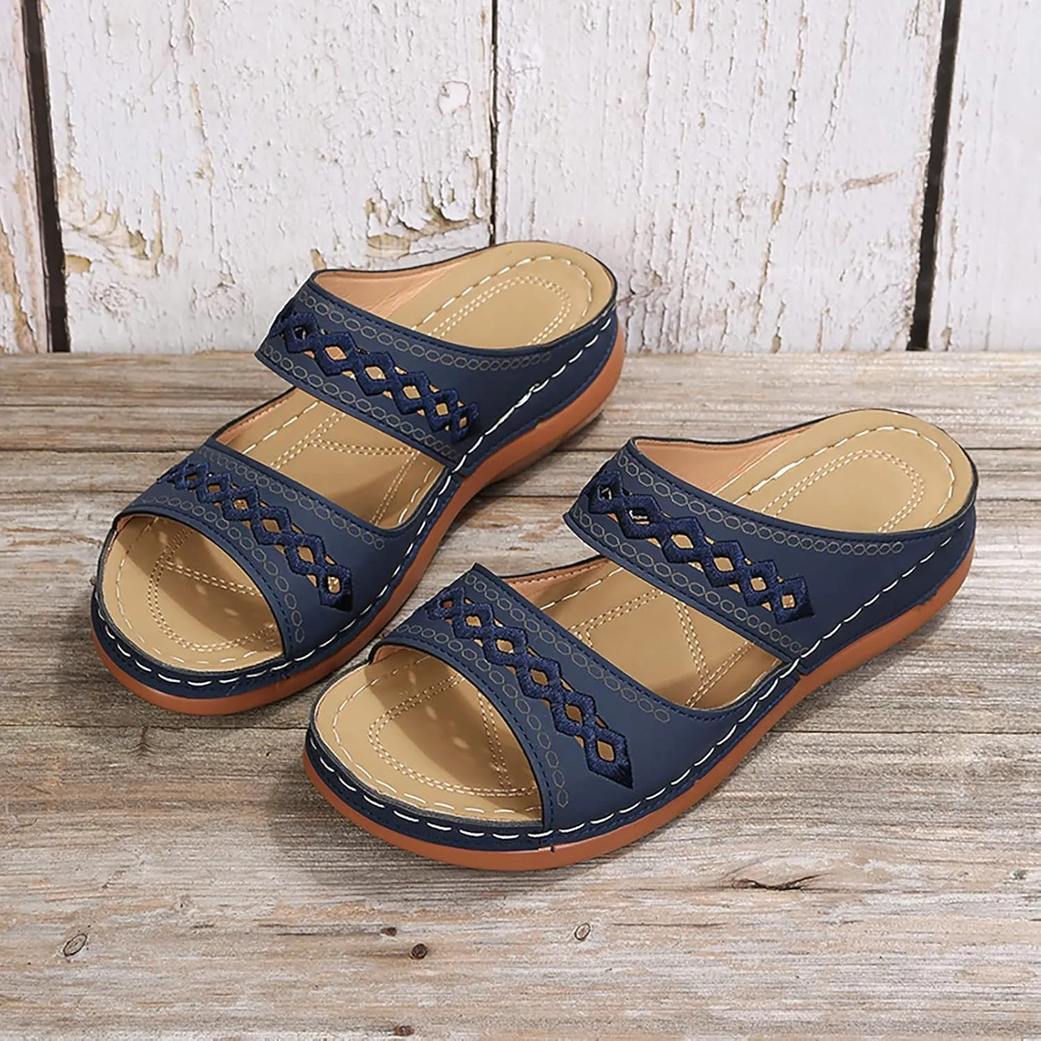 Cathalem Summer Sandals for Women 2024 Wedge Peep Toe Dotmalls Shoes Orthopedic Sandals