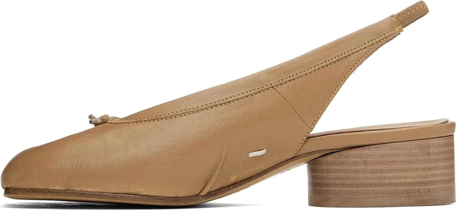 ClassicSter Split Toe Shoes for Women Low Chunky Slingback Heels Japanese Tabi Shoes Comfortable Dress Pumps