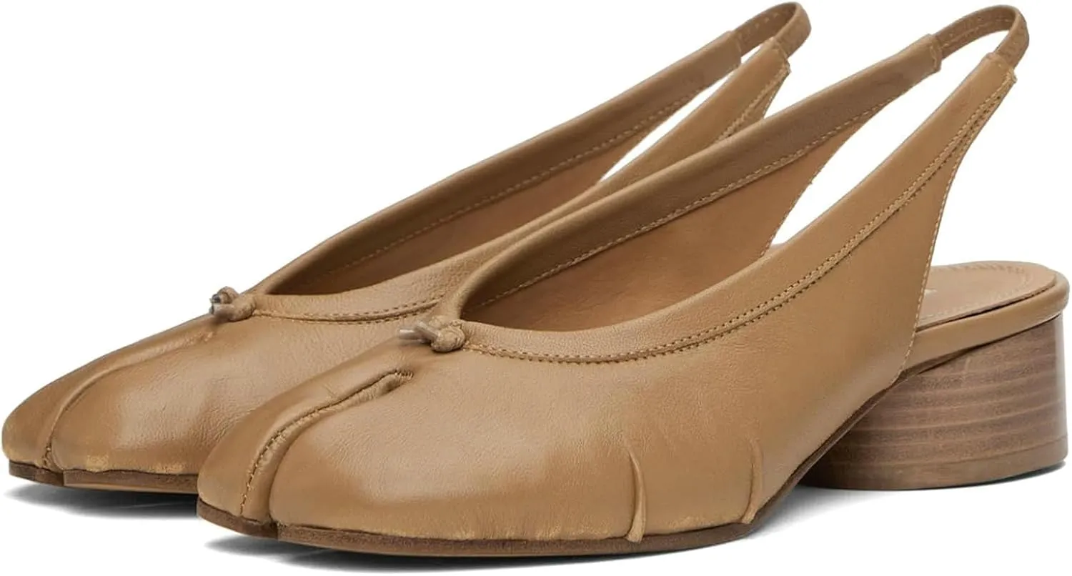 ClassicSter Split Toe Shoes for Women Low Chunky Slingback Heels Japanese Tabi Shoes Comfortable Dress Pumps