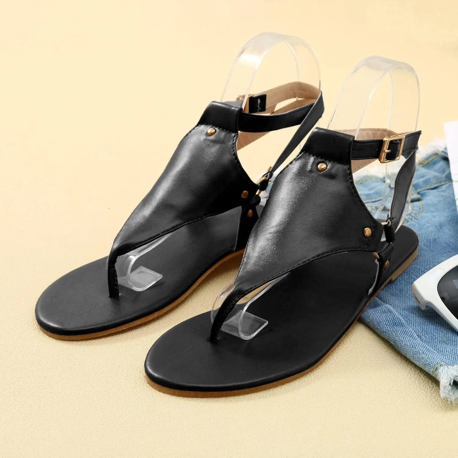 Crystal Rhinestone Pearl Flat Sandals for Women Dressy Bling Sparkly Thong Comfortable T Strap Slip-On Shoes Casual Walking Sandals Strappy Slide