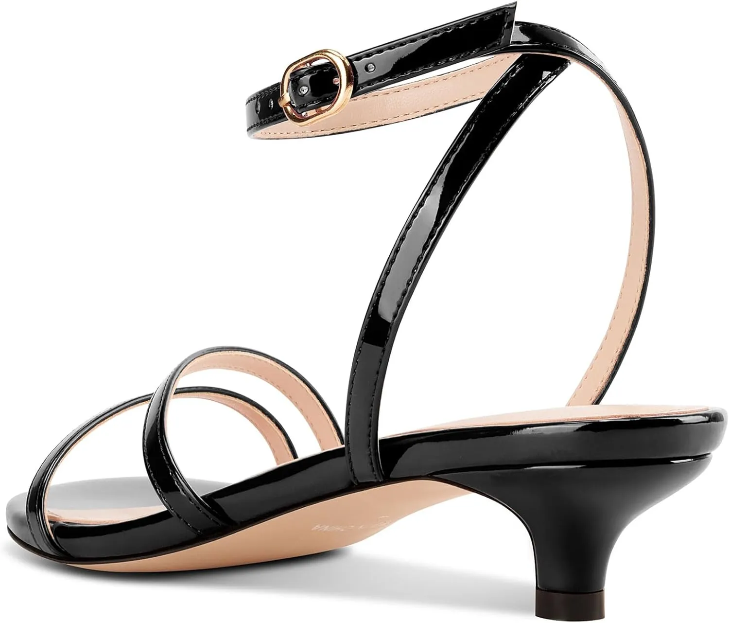 DearOnly Womens Low Kitten Heel Strappy Sandals Open Toe Ankle Strap Dress Shoes 1.4 Inches Heels