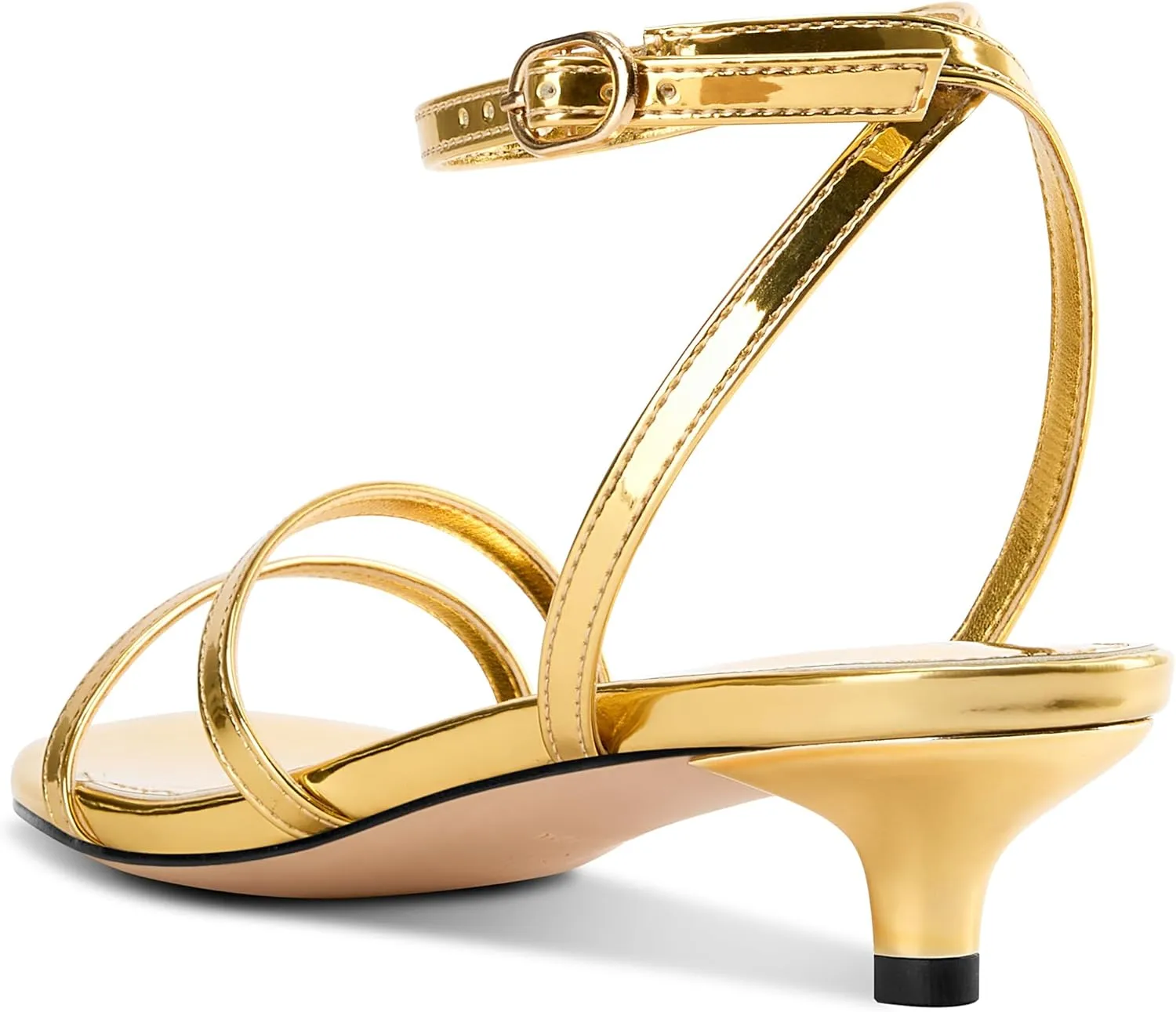 DearOnly Womens Low Kitten Heel Strappy Sandals Open Toe Ankle Strap Dress Shoes 1.4 Inches Heels