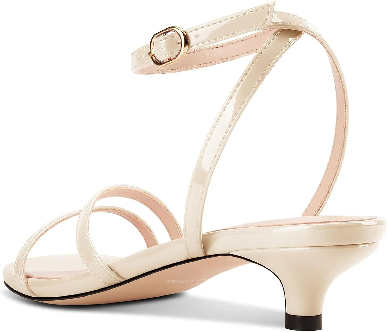 DearOnly Womens Low Kitten Heel Strappy Sandals Open Toe Ankle Strap Dress Shoes 1.4 Inches Heels