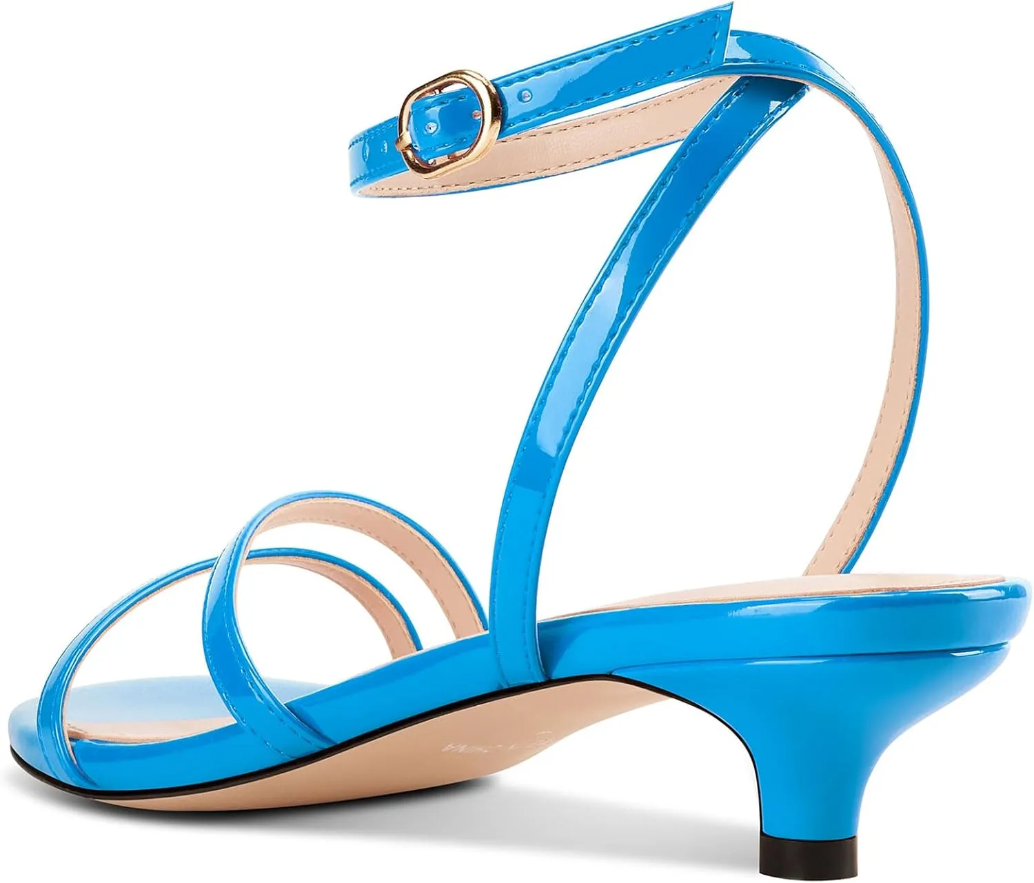 DearOnly Womens Low Kitten Heel Strappy Sandals Open Toe Ankle Strap Dress Shoes 1.4 Inches Heels