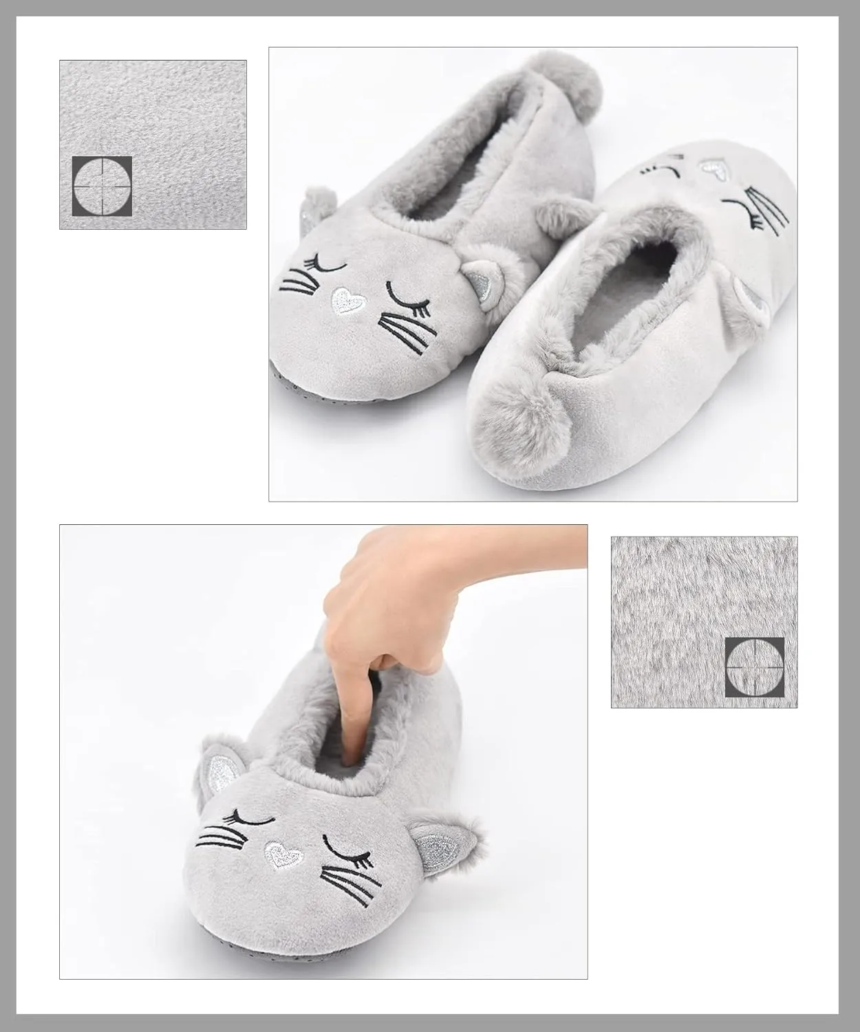 DICUIRD Womens Slipper Socks Low Cut Comfy&Warm Animal Non-skid Bedroom Slippers