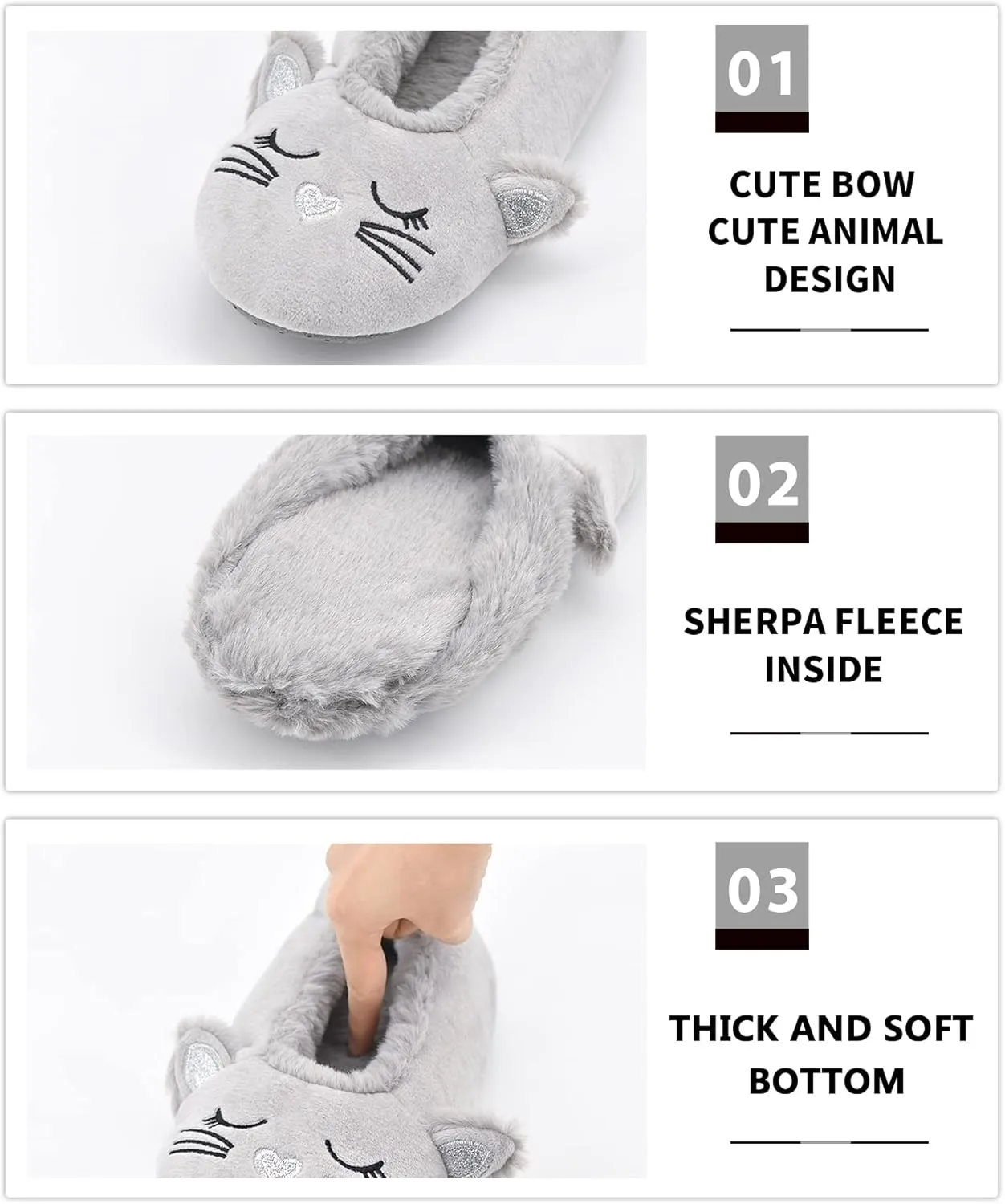 DICUIRD Womens Slipper Socks Low Cut Comfy&Warm Animal Non-skid Bedroom Slippers