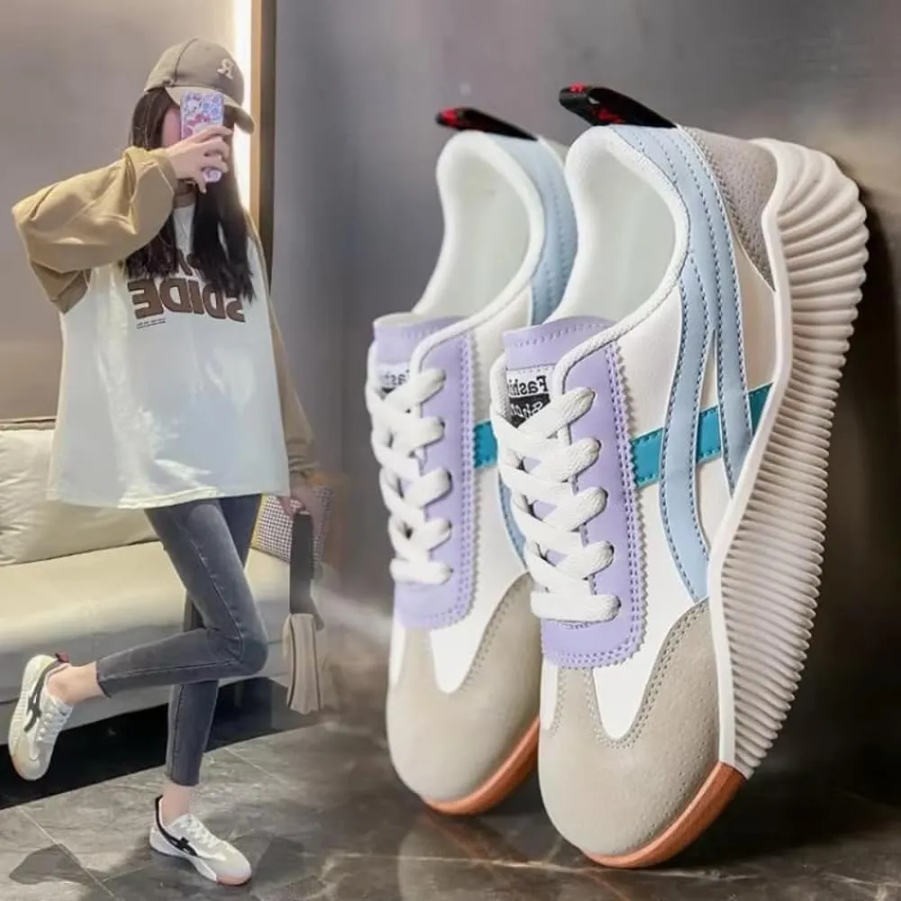 DYJAGYO Deflorence Women's Sneakers, Women's Casual Breathable Flat Non-Slip Running Shoes, Women's Retro Sneakers