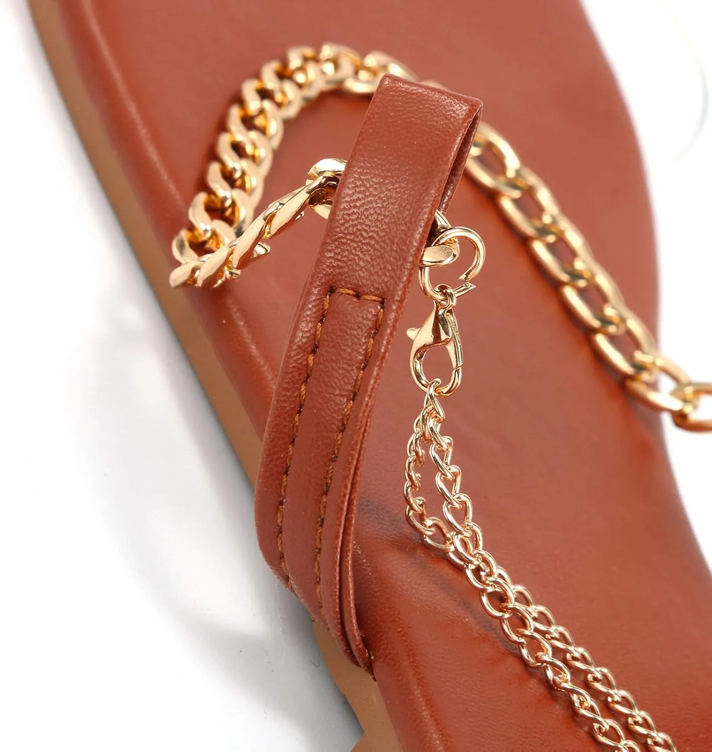 Eduavar Sandals for Women Dressy Summer, Womens Sandals Dressy Summer Beach Sandals Metal Chain Flat Sandals Comfy Sandals
