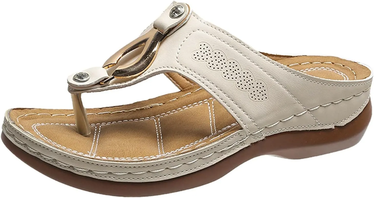 Eduavar Sandals for Women Dressy, Women Sandals Dressy Breathable Flip Flops Slip On Travel Beach Sandals