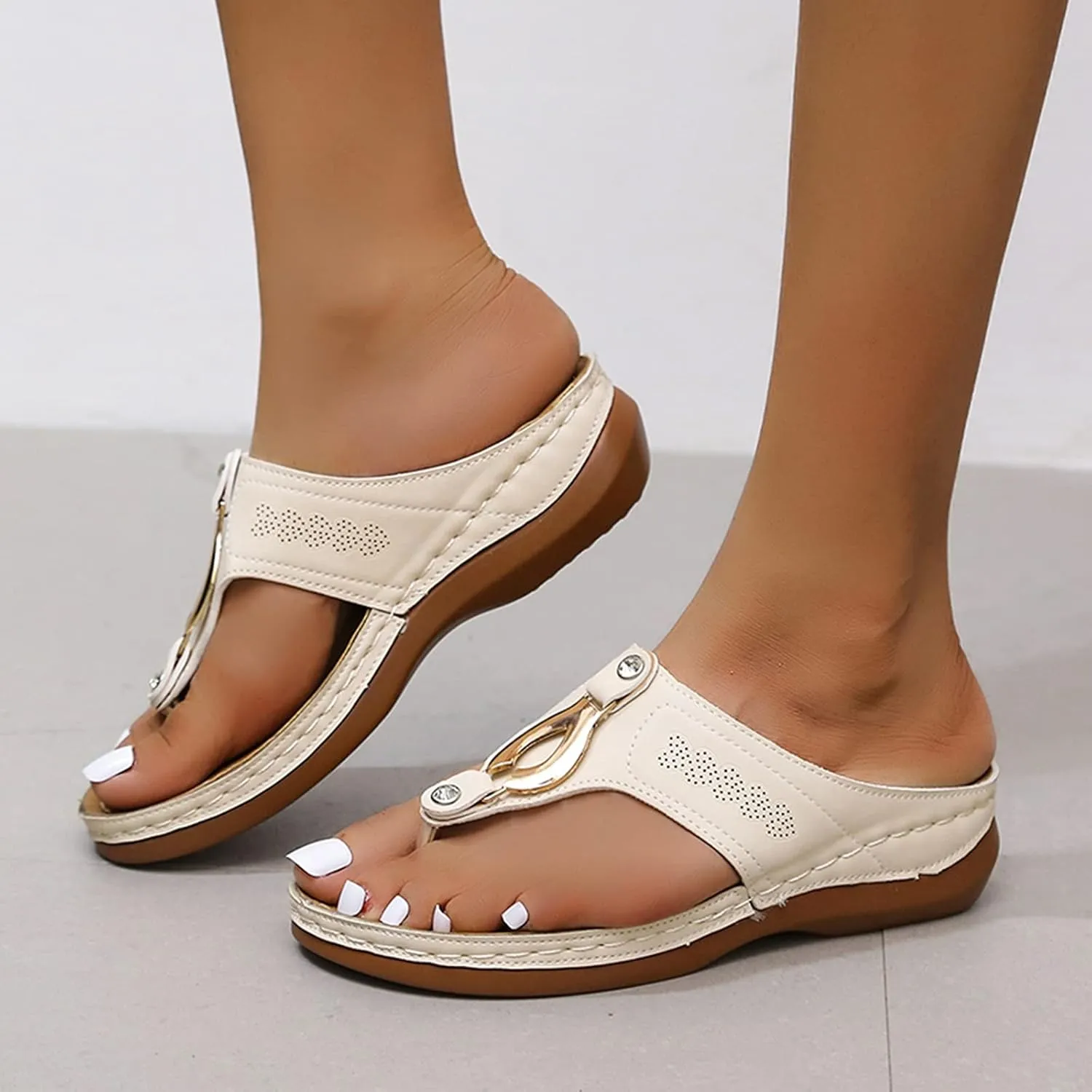 Eduavar Sandals for Women Dressy, Women Sandals Dressy Breathable Flip Flops Slip On Travel Beach Sandals