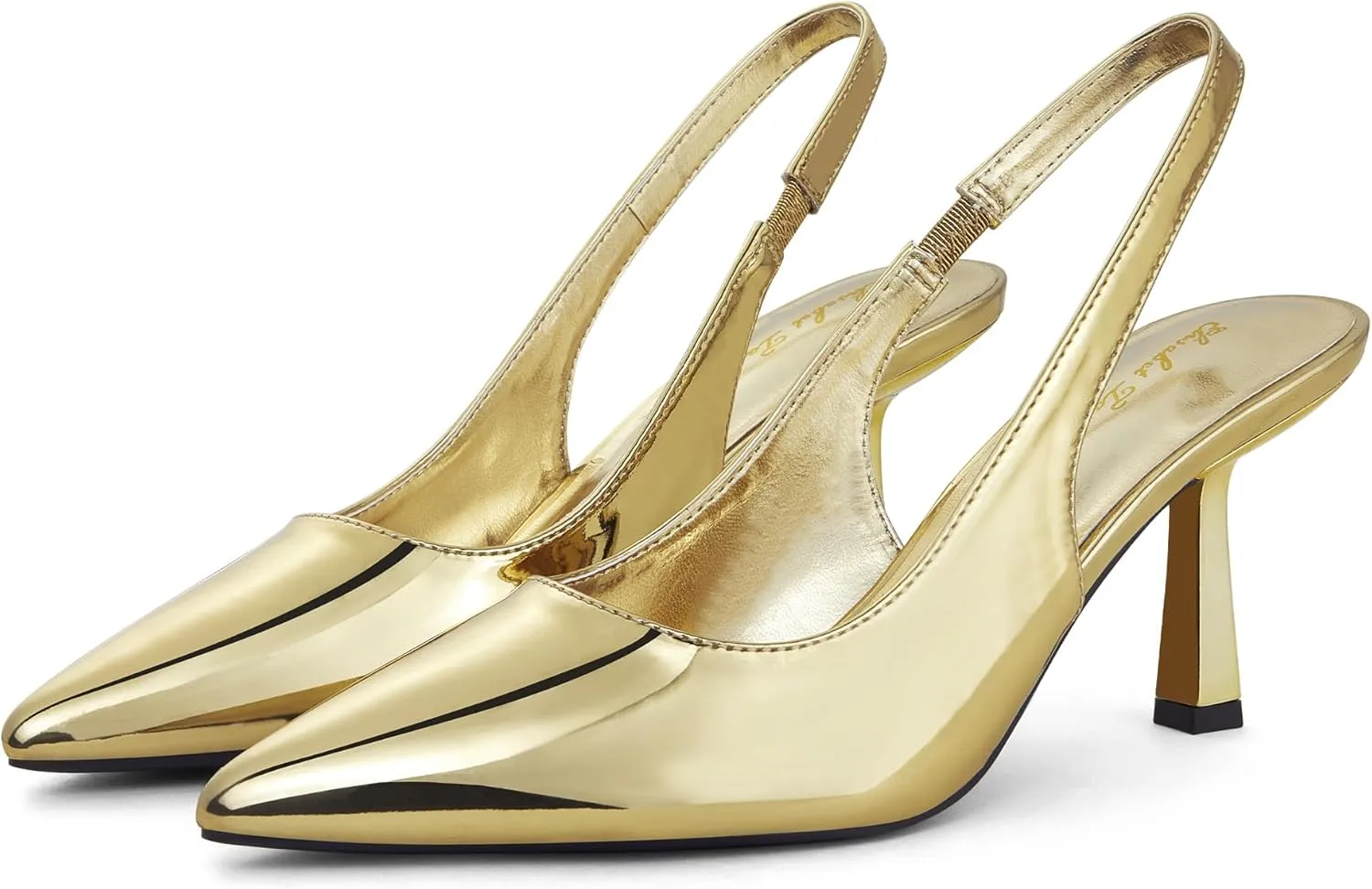 Elisabet Tang Women's Slingback Kitten Heel,Sexy Pointed Closed Toe Stilettos Pumps Slingback Heels for Women Slip on Elastic Strap Wedding Party Dress Sandals Shoes