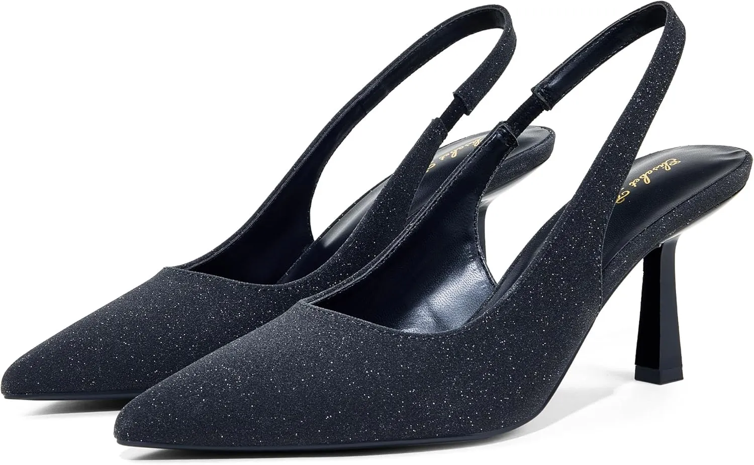 Elisabet Tang Women's Slingback Kitten Heel,Sexy Pointed Closed Toe Stilettos Pumps Slingback Heels for Women Slip on Elastic Strap Wedding Party Dress Sandals Shoes