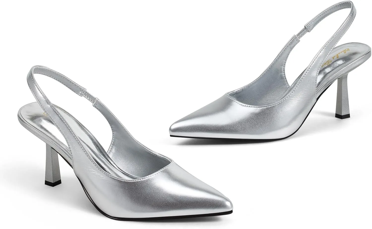 Elisabet Tang Women's Slingback Kitten Heel,Sexy Pointed Closed Toe Stilettos Pumps Slingback Heels for Women Slip on Elastic Strap Wedding Party Dress Sandals Shoes