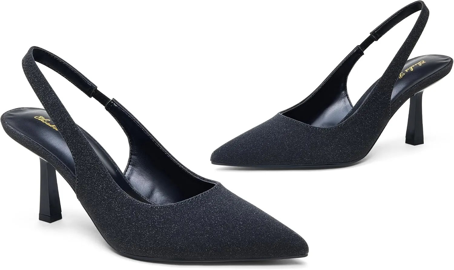Elisabet Tang Women's Slingback Kitten Heel,Sexy Pointed Closed Toe Stilettos Pumps Slingback Heels for Women Slip on Elastic Strap Wedding Party Dress Sandals Shoes