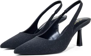 Elisabet Tang Women's Slingback Kitten Heel,Sexy Pointed Closed Toe Stilettos Pumps Slingback Heels for Women Slip on Elastic Strap Wedding Party Dress Sandals Shoes