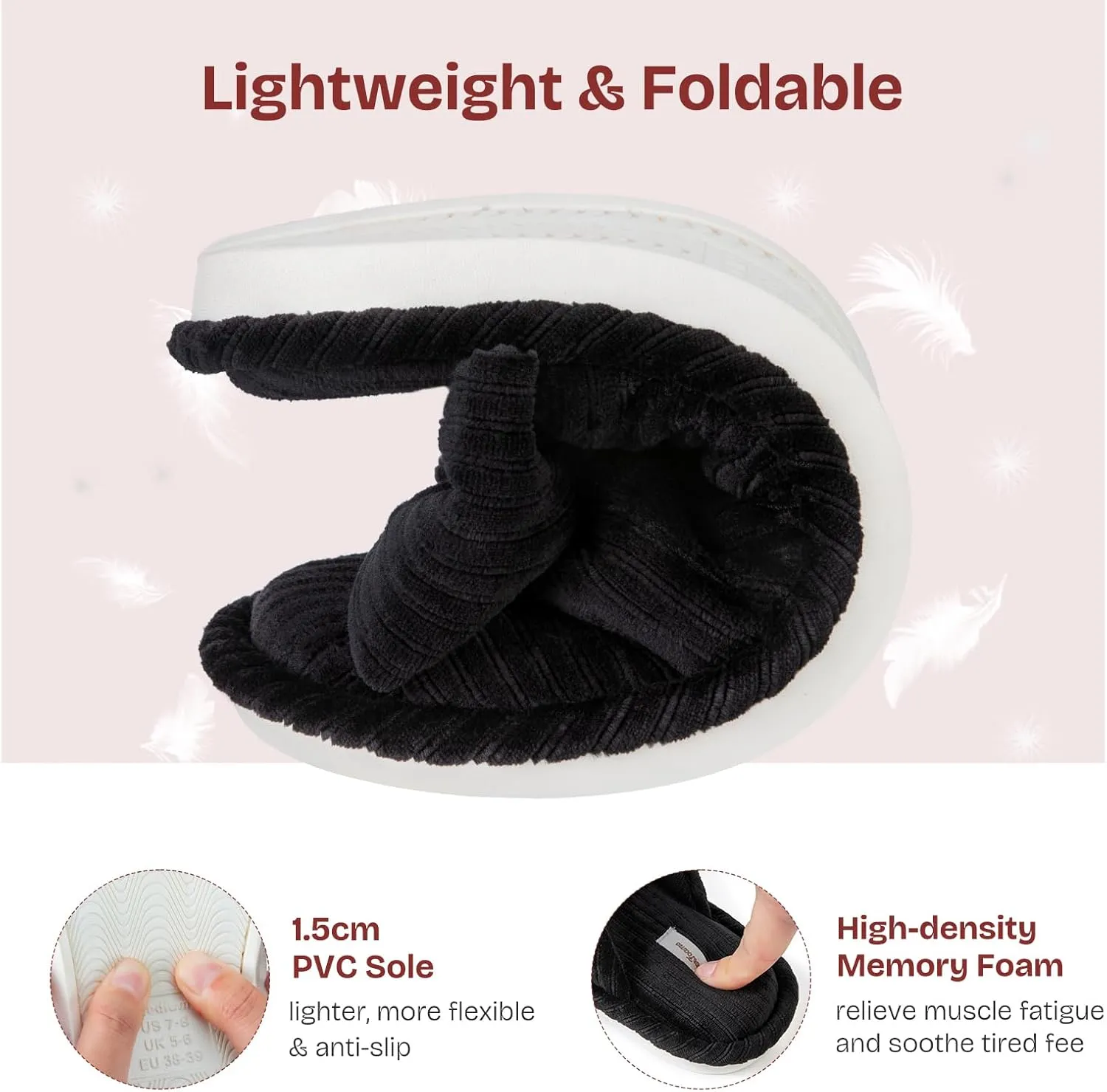 EverFoams Women's Open-Toe Bow Slippers with Memory Foam Indoor House Non-Slip Sole