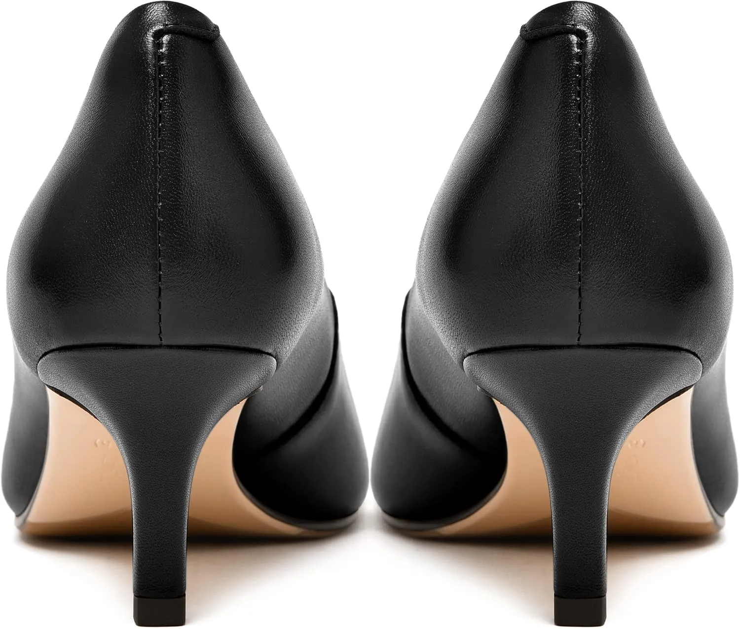 FEMSTEP Womens Work Pointed Toe Slip On Formal Leather Kitten Low Heel Pumps Shoes 2 Inch