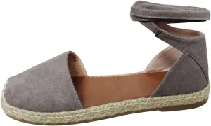 Flat Sandals Linen Falt Covered toe Strap Up Closed toe Solid Straw Espadrille Cover Heel Retro Ladies Flat Sandals