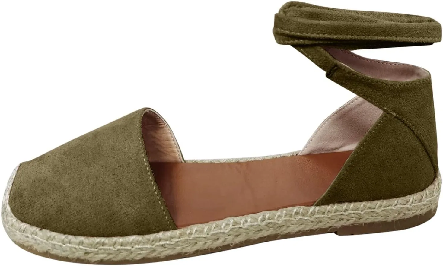 Flat Sandals Linen Falt Covered toe Strap Up Closed toe Solid Straw Espadrille Cover Heel Retro Ladies Flat Sandals