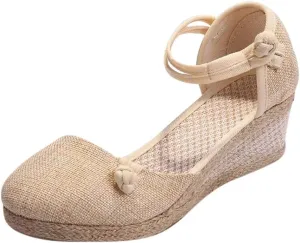 Gibobby Espadrille Wedge,Womens Wedges Sandals Espadrilles Platform Closed Toe Ankle Strap Slingback Summer Casual Sandals