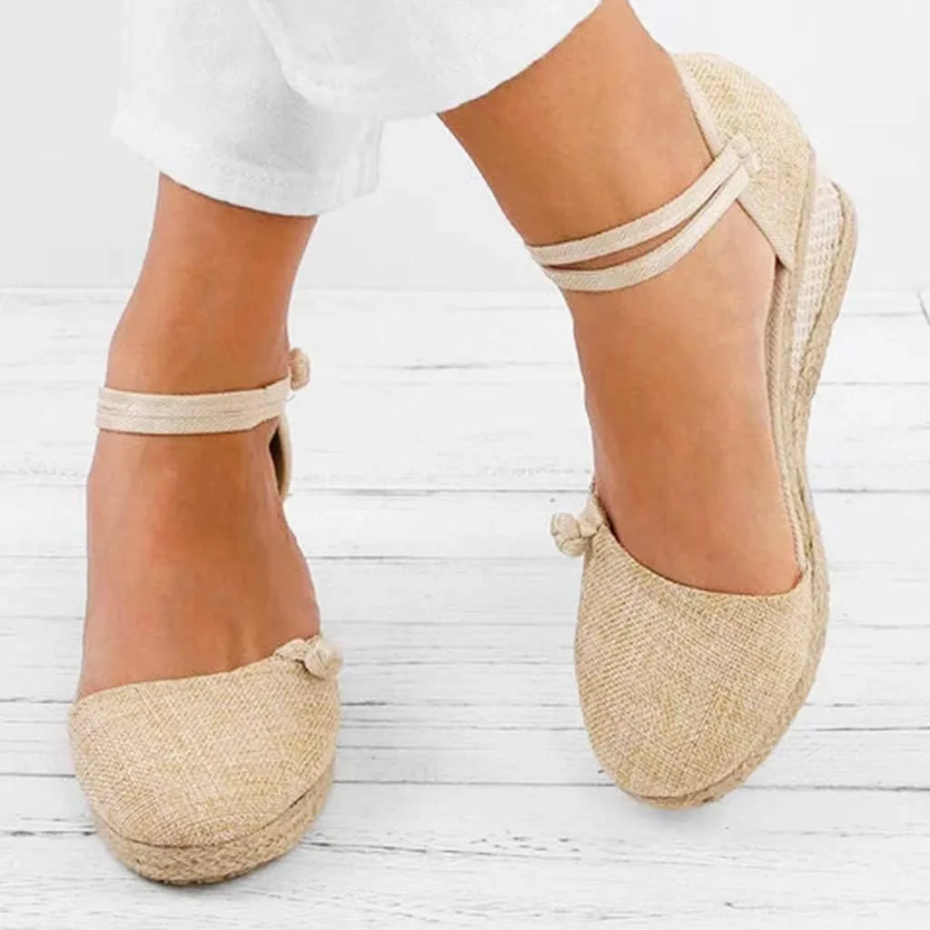Gibobby Espadrille Wedge,Womens Wedges Sandals Espadrilles Platform Closed Toe Ankle Strap Slingback Summer Casual Sandals