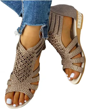 Gibobby Womens Summer Shoes,Rhinestone Flat Sandals Comfortable Cute Jeweled Sandal Casual Thong Sandalias Sandles Shoes