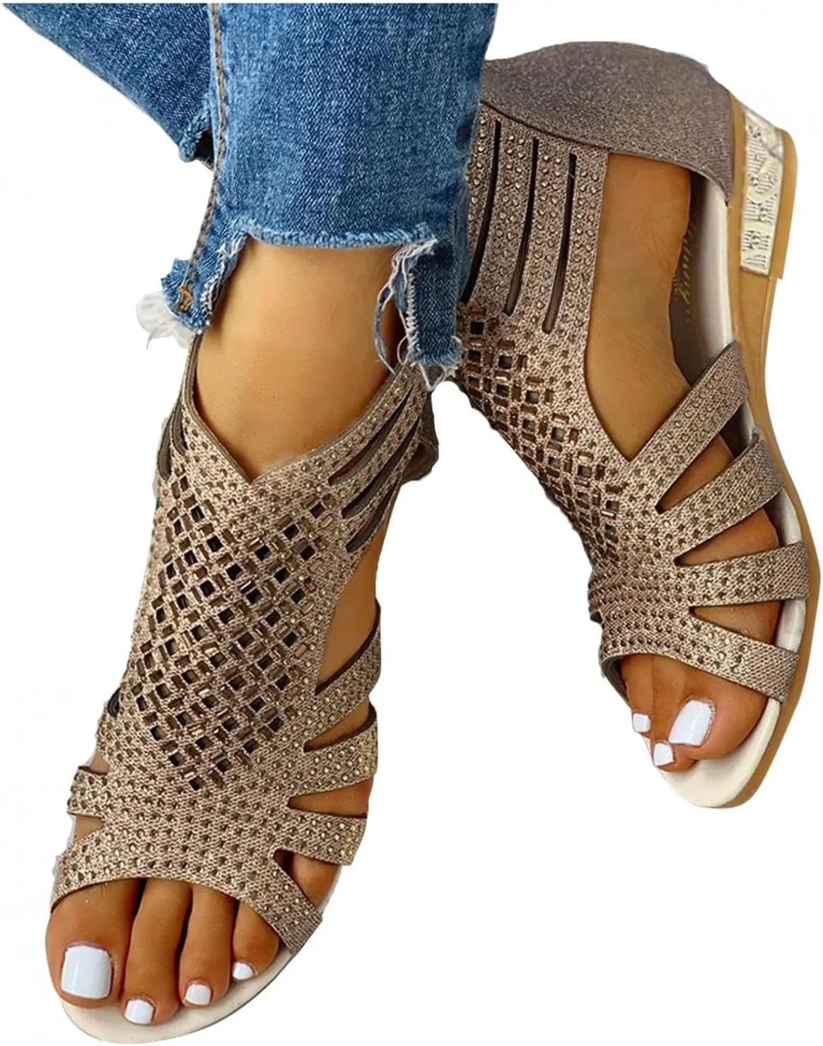 Gibobby Womens Summer Shoes,Rhinestone Flat Sandals Comfortable Cute Jeweled Sandal Casual Thong Sandalias Sandles Shoes