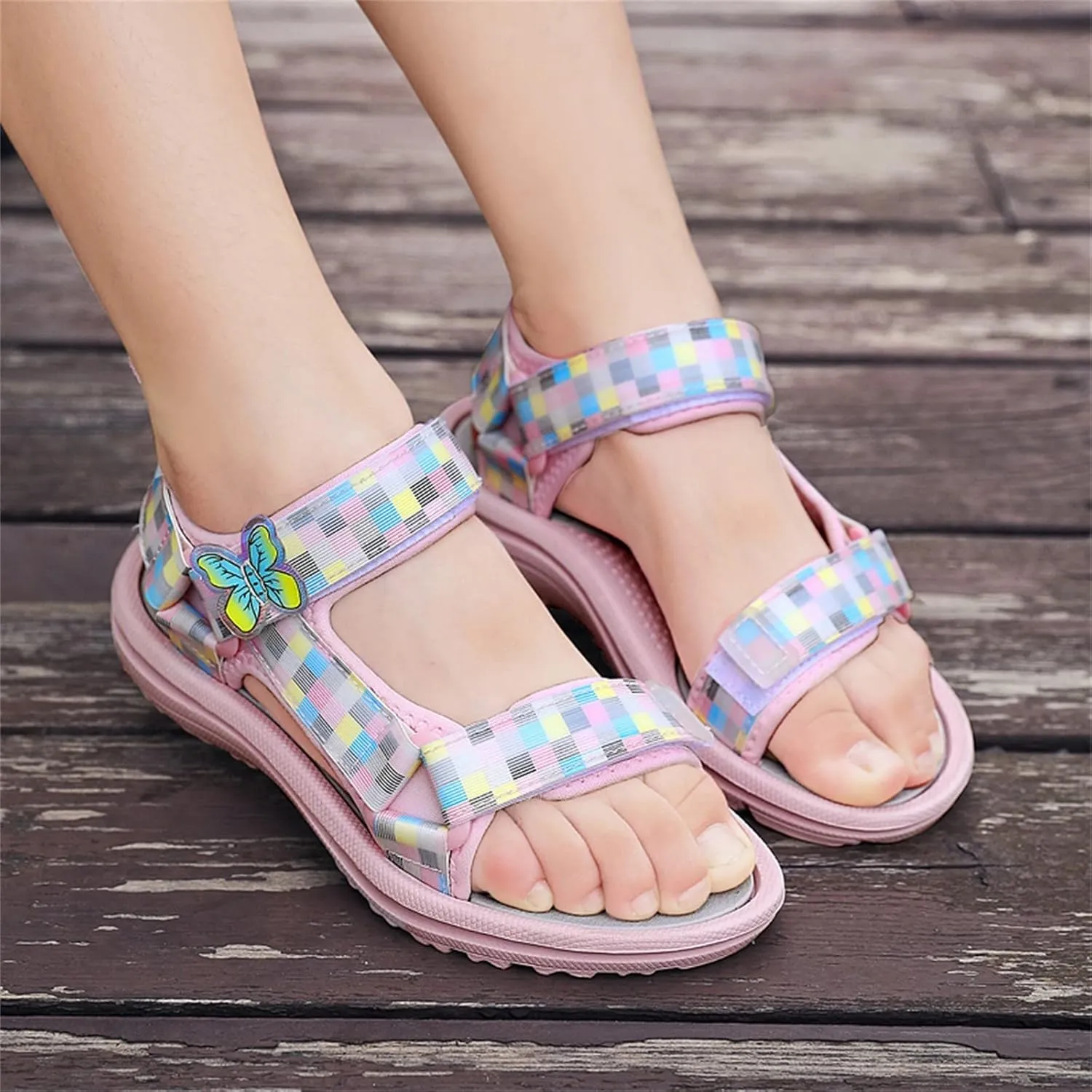 Girl's Hiking Sandals Kids Adjustable Straps Open Toe Lightweight Sport Shoes Toddler Summer Outdoor Sneakers