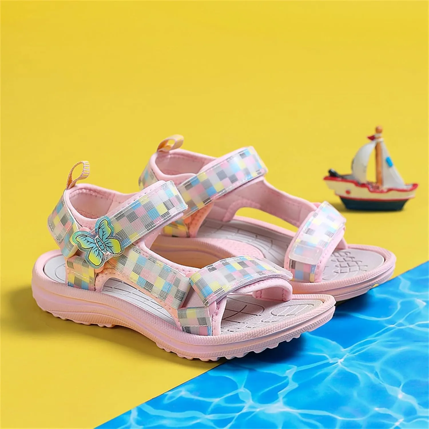 Girl's Hiking Sandals Kids Adjustable Straps Open Toe Lightweight Sport Shoes Toddler Summer Outdoor Sneakers