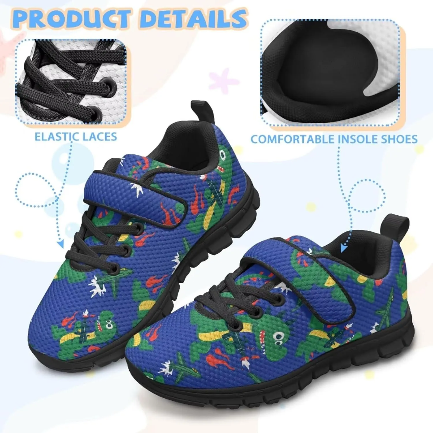 Girls Pickleball Sneaker,Boys Non-Slip Spring Outdoor Sneakers,Children's Single Buckle Sneakers with Black Sole