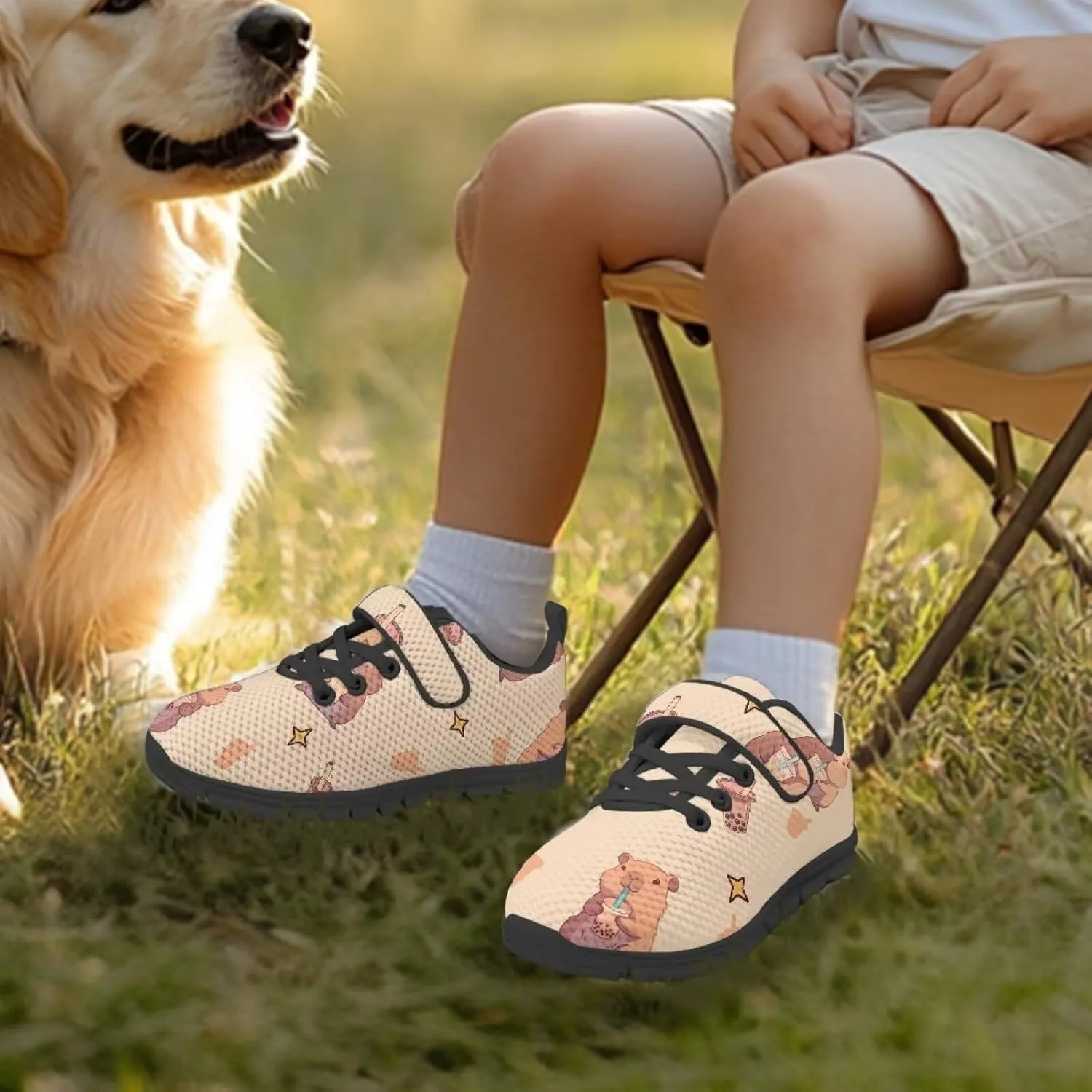 Girls Pickleball Sneaker,Boys Non-Slip Spring Outdoor Sneakers,Children's Single Buckle Sneakers with Black Sole